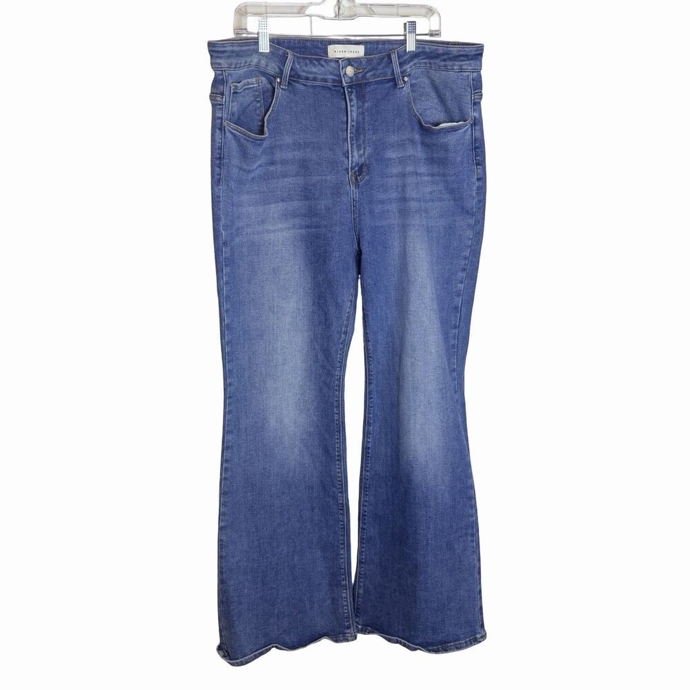 RISEN LA Bootcut Jeans Women's Plus Size 3XL Medium Wash High Rise Stretch Chic